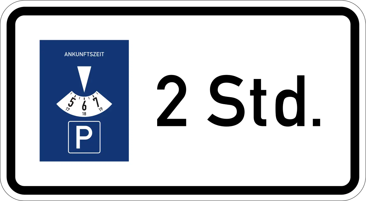 Parking disc required - 2 hours