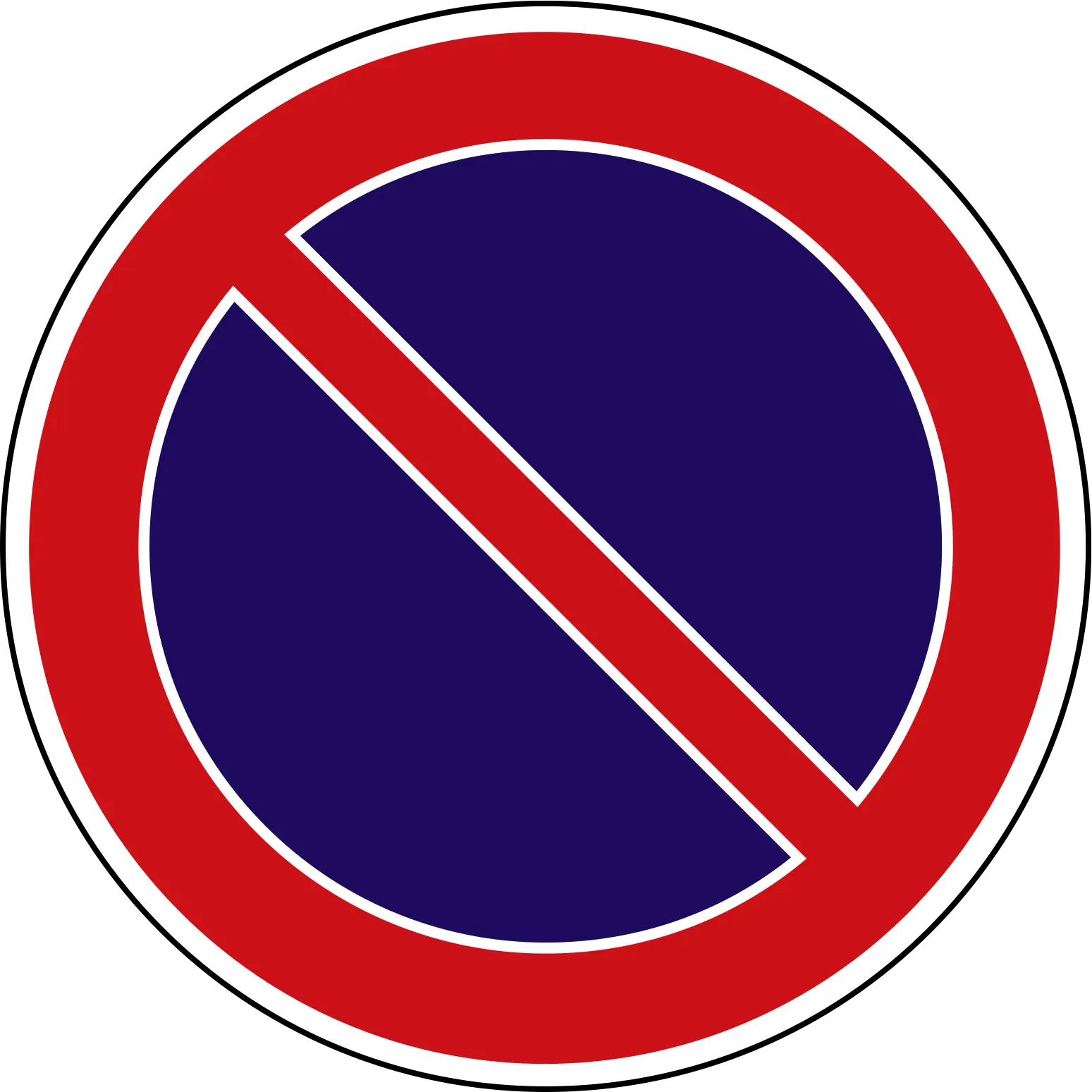 No parking sign with red circle and blue X