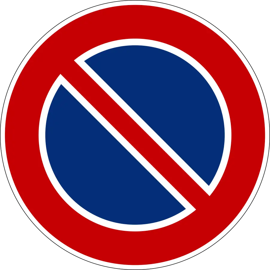 No parking sign - red circle with diagonal line