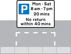 Marked box sign and parking space